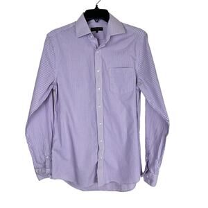Alexandre of London Mens Size 15 Lilac Striped Long Sleeve Button Up Shirt‎
